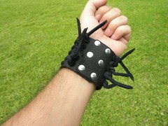 Bracelet cuff shaman dancer style black 2.5 inch wide wristband Bison leather