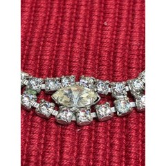 Vintage Rhinestone Statement Necklace | 16” Silver Tone Marquise Crystal Collar