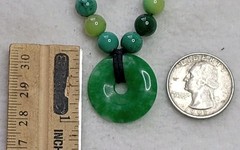 Nephrite Jade hand braided and adjustable Necklace with Chrysoprase beads.