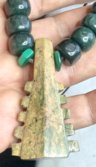 Aztec serpentine stone MACUAHUITL handmade and adjustable necklace.