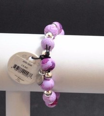 Jilzara Lilac Girls Petite Silverball Polymer Clay Bead Stretch Bracelet Artisan