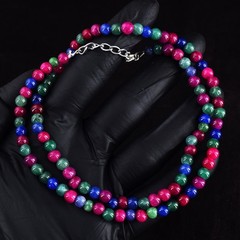 Excellent Emerald , Ruby & Sapphire 112.Cts Beaded Jewelery Necklace RK 05 E780