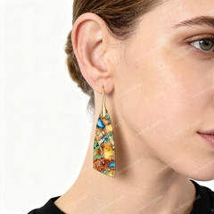 Natural Floral Jasper Earrings Healing Meditation Calm Boho Dangle Earring