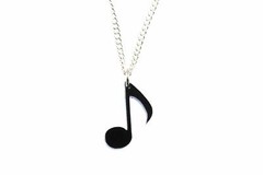 Note Necklace Miniblings 45cm Notes Eighth Note Music Acrylic Glass Black