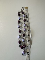 Artisan Purple Lavender Art Glass Bead Necklace Antiqued Brass Statement Jewelry