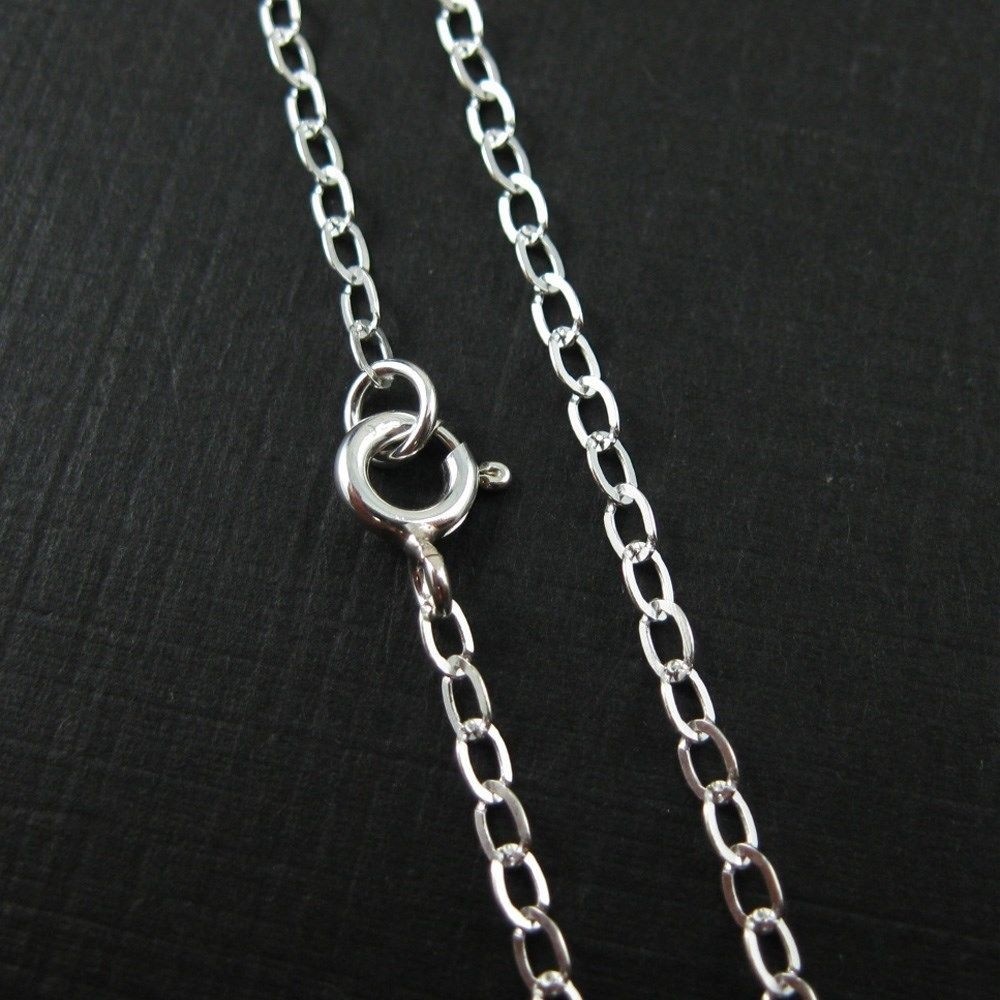 Sterling Silver Necklace Chain. 3 by 3.5 mm Flat Oval Cable Link (16″-36″)