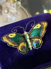 Vintage David Andersen Norway Sterling Silver & Glass Enamel Butterfly Brooch
