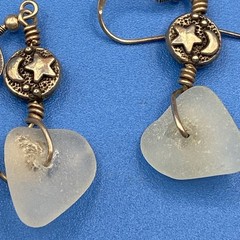 Jewelry Set handmade artisan NECKLACE pierced EARRINGS Sterling Silver sea glass
