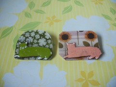 Vintage Lucinda Pins Heart Pink Cat Sunflower Shamrock