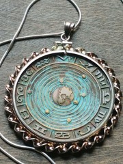 AQUARIUS Zodiac Coin .925 Bezel Horoscope Pendant 20″ Italian Snake Chain & Box