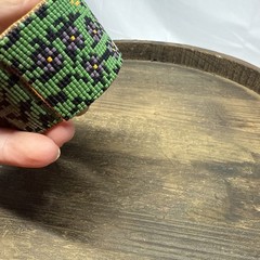 Fabulous Seed Beaded Cuff Bracelet Flower Design