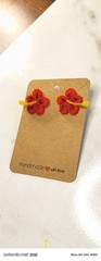 Flor de Maga Puerto Rico Flower Red Hibiscus Stud Earrings Woman Jewelry