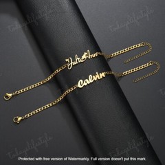 Personalized Name Bracelets, 9-19cm Chain, Gold/Rose Gold/Silver Color
