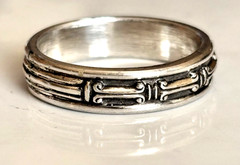 Greek Pillars Patterns Band Ring 999.Pure Fine Silver Bold, Pillars Design