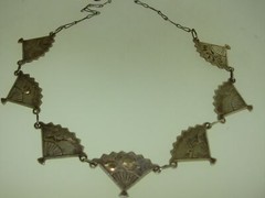ANTIQUE 1920’S ART DECO SILVER & GOLD JAPANESE FAN NECKLACE & BRACELET SET!