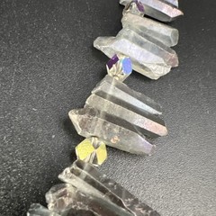 Vintage Sterling Silver Angel Aura Quartz Crystal Necklace 20” Collar Bib 119g