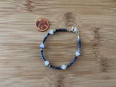 New Lapis, Dumortierite in Quartz & Sterling Silver Handmade Bracelet 7-8in-B735