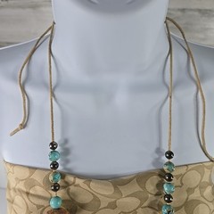 Handmade Tribal Boho Necklace Turquoise Beads Bone Horn Discs Rustic Natural….