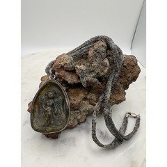 Large Sterling Silver Labradorite Carved Guardian Angel Necklace
