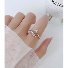 Sterling Silver Dolphin Ring,Dainty Fish Ring for Women Adjustable Open Ring