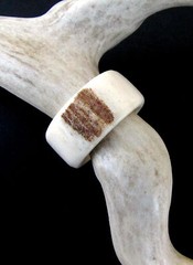 BROWN HANDCRAFTED OOAK SHED DEER, ELK ANTLER RING,SIZE 12 1/2, R-390