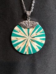 Merav Sterling Silver Artisan crafted disc charm pendant w/18″ stainless chain