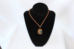 3mm Agate Polished Stone blue/ tan, natural Fiber Tan Cord Necklace adjustable