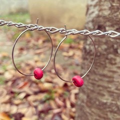 Handmade clay pink bead earrings