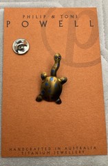 Handcrafted Coated Titanium Turtle Shaped Pin Australia 1.5 X .5 Inches