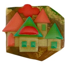 VINTAGE 1980’s DESIGNS BY LUCINDA Resin Multi HOUSE PIN