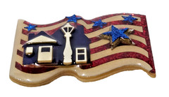 Patriotic Lucinda House Pin American Flag Glitter Star 4th July Red White & Blue