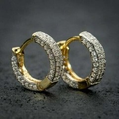 1.5 Ct Round Cut Simulated Diamond Huggie/Hoop Earrings 14k Yellow Gold Plated