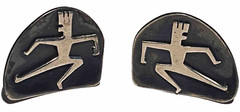 L C MEXICO STERLING SILVER STUDIO ARTISAN MID CENTURY MODERN FIGURE EARRINGS