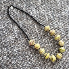 SALE Bead For Life Recycled Paper Bead Necklace, Yellow and Black, Fair Trade