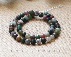 Natural Jasper 8mm Beaded Gemstones Necklace, Earth Colorful Beads Necklace