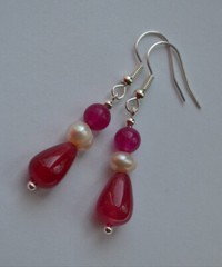 Natural Stone Water Drop Red Chalcedony Jades Beads earring