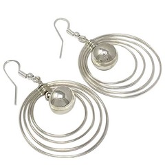 Isabelle Kee, Earrings, Sterling Silver, Navajo Pearl, Dangles, Handmade, 2 1/4″