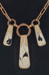 Unique Studio Made Arts & Crafts Green Enamel on Copper Necklace & Pendants