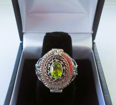 Handmade Sterling Silver Peridot Poison Ring – Sizes 6-7-8-9-10