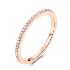 Solid 10K Rose Gold Pave Setting 0.3CT Natural Diamonds Wedding Band Ring Gift