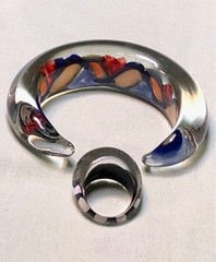 Strong Crystal Glass Ring size 8 with 155mm Bracelet Hand Jewelry Custom Jewels