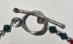 Bracelet Made With Sterling Silver & Swarovski Crystal Beads Red Green 7 Inch