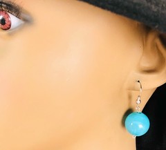 Disco Ball Sphere Dangle Earrings Blue Moonglow Lucite Bold Boho Jewelry