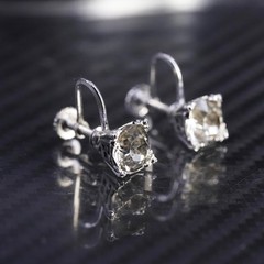 Vintage sterling silver 925 screw back earrings with rhinestones