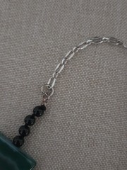 Vintage Hand Knotted Green Agate Onyx Statement Necklace Necklace