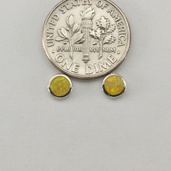 Round Yellow FIRE OPAL Post / Stud Earrings – 925 STERLING SILVER Rhodium #5e