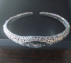 Bali Robert Manse Black Indonesian Coral Tree Of Life 7in Silver Cuff Bracelet