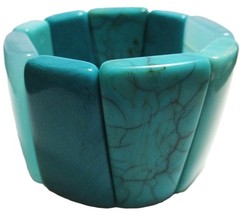 LARGE CHUNKY TAGUA NUT SHADES OF TURQUOISE BLUE COLOR STRETCH BRACELET