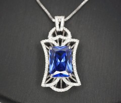 Royal Flower Tanzanite Necklace – Large Rectangle Tanzanite Jewelry – December