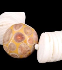 Graduated Shell Necklace with Mottled Stone Sphere